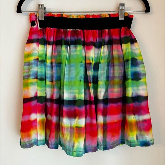 Gaultier Designer Girl Kids rainbow tie dye ruffle pleated tennis skirt size 10A - Picture 1 of 12